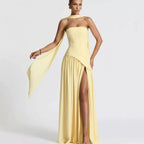 VelluraPetite Asymmetrical Tube Top Strappy Long Dress