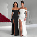 VelluraPetite Summer Tube Top Backless Slit Long Dress