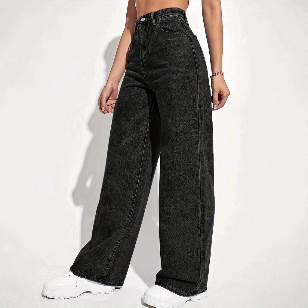 VelluraPetite High-Waist Straight Leg Casual Jeans