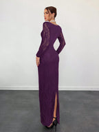 VelluraPetite Square Neck Lace Patchwork Bodycon Dress