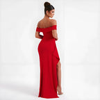 VelluraPetite Summer Tube Top Backless Slit Long Dress