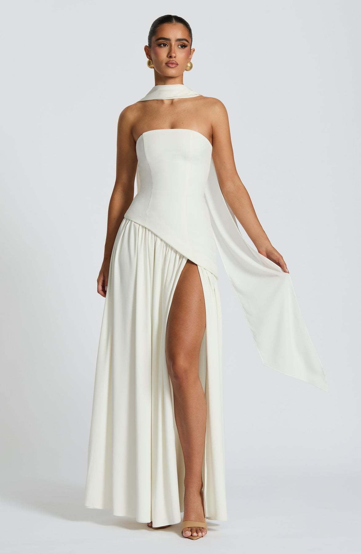 VelluraPetite Elegant Bodycon Long Dress with Crossover Strap