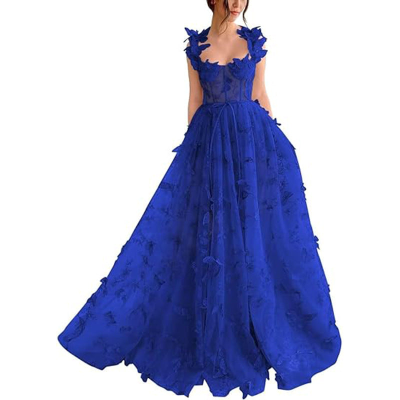 VelluraPetite Elegant Lace Mesh Bridesmaid Evening Dress