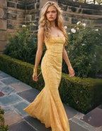 VelluraPetite Jacquard Embossed Fishtail Slim Fit Dress