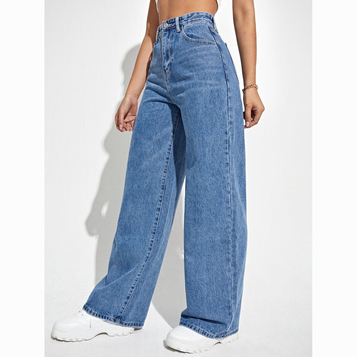 VelluraPetite High-Waist Straight Leg Denim Pants
