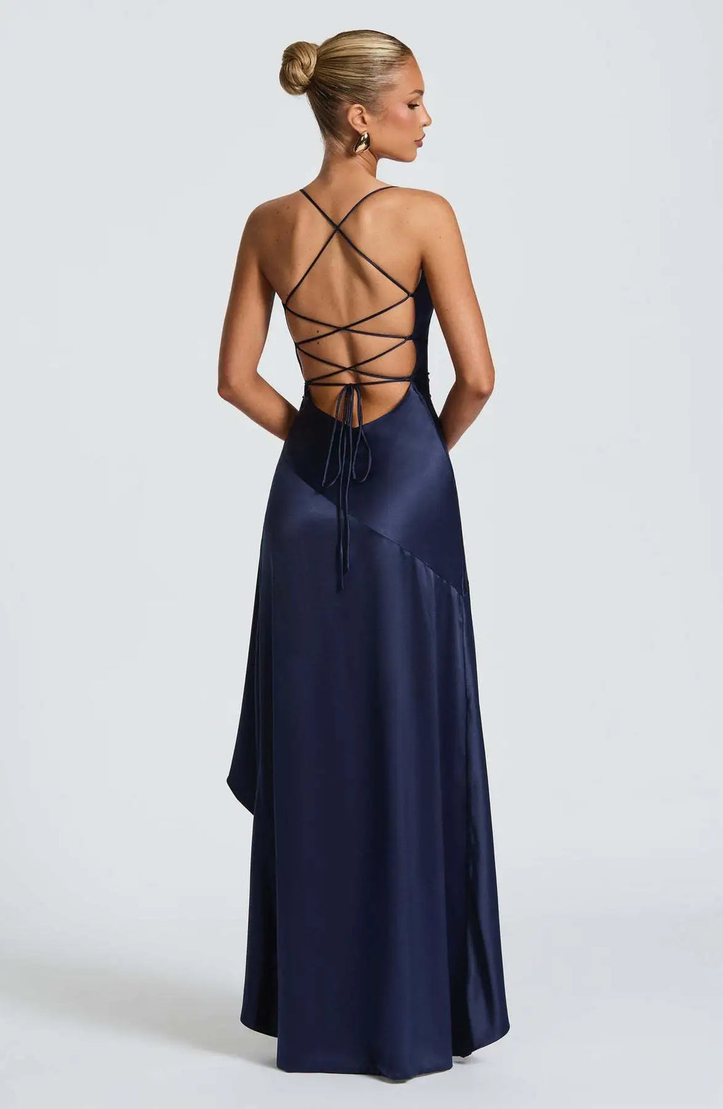 VelluraPetite Sling Backless Ruffled Hem Dress