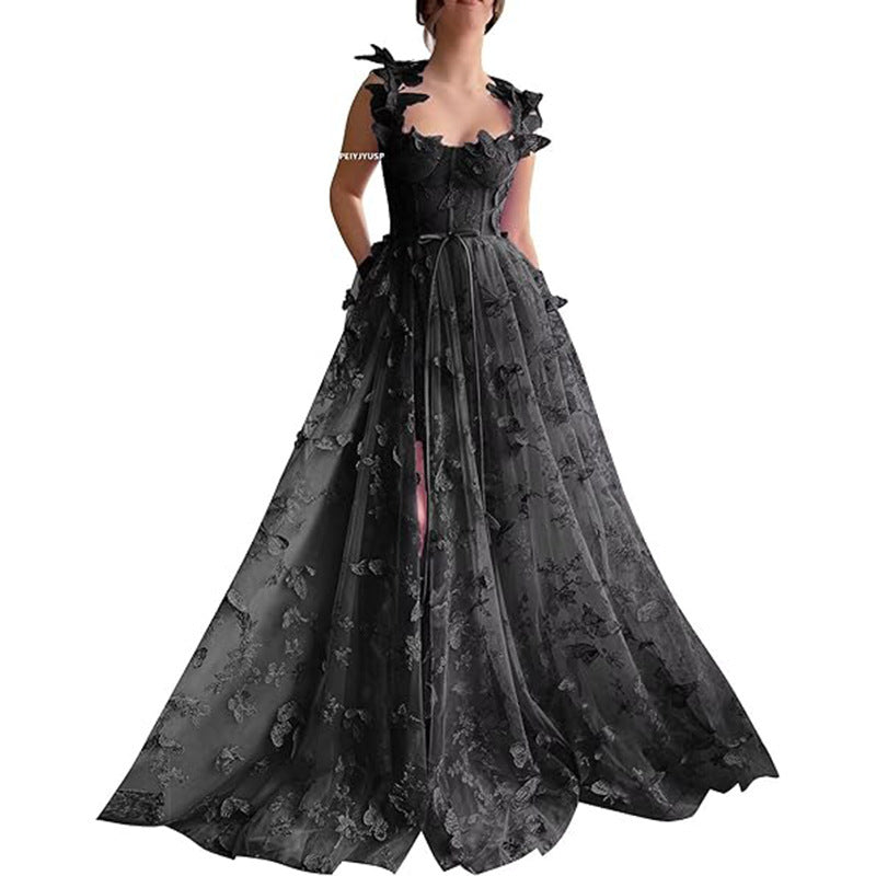VelluraPetite Elegant Lace Mesh Bridesmaid Evening Dress