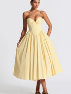 VelluraPetite French Bow Accent Tube Top Dress with Suspenders