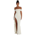 VelluraPetite Summer Tube Top Backless Slit Long Dress