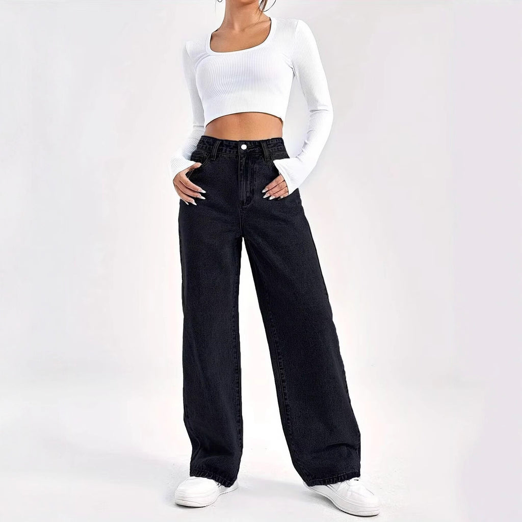 VelluraPetite High-Waist Straight Leg Denim Pants