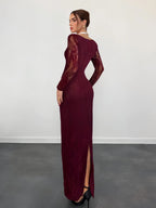 VelluraPetite Square Neck Lace Patchwork Bodycon Dress