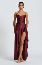 VelluraPetite Sling Backless Ruffled Hem Dress