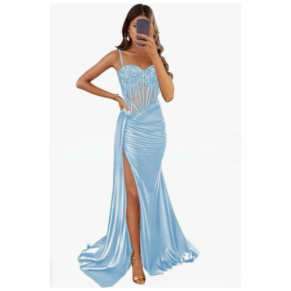 VelluraPetite Elegant Strapless Evening Gown