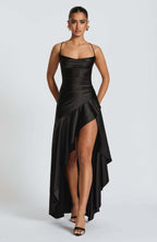 VelluraPetite Sling Backless Ruffled Hem Dress