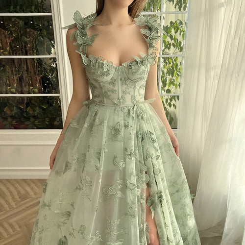 VelluraPetite Elegant Lace Mesh Bridesmaid Evening Dress