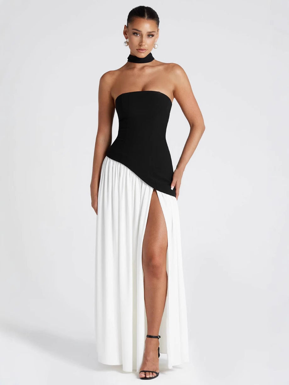VelluraPetite Elegant Bodycon Long Dress with Crossover Strap
