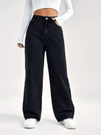 VelluraPetite High-Waist Straight Leg Denim Pants