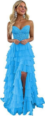 VelluraPetite Strapless Slim Fit Evening Dress with Slit