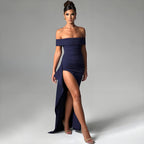 VelluraPetite Summer Tube Top Backless Slit Long Dress