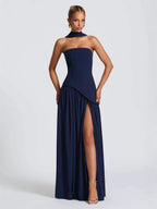 VelluraPetite Elegant Bodycon Long Dress with Crossover Strap