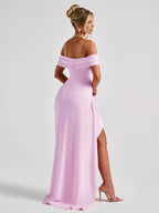 VelluraPetite Summer Tube Top Backless Slit Long Dress
