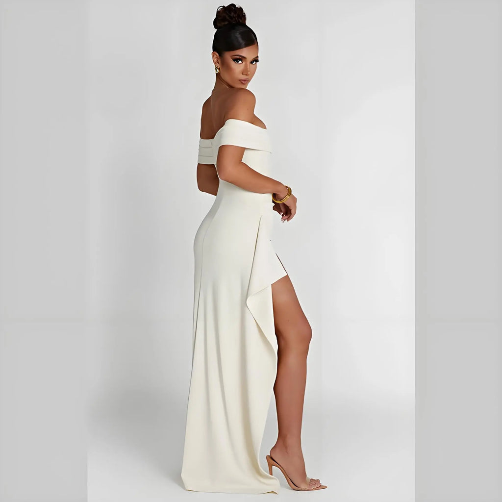 VelluraPetite Summer Tube Top Backless Slit Long Dress