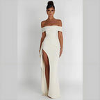 VelluraPetite Summer Tube Top Backless Slit Long Dress