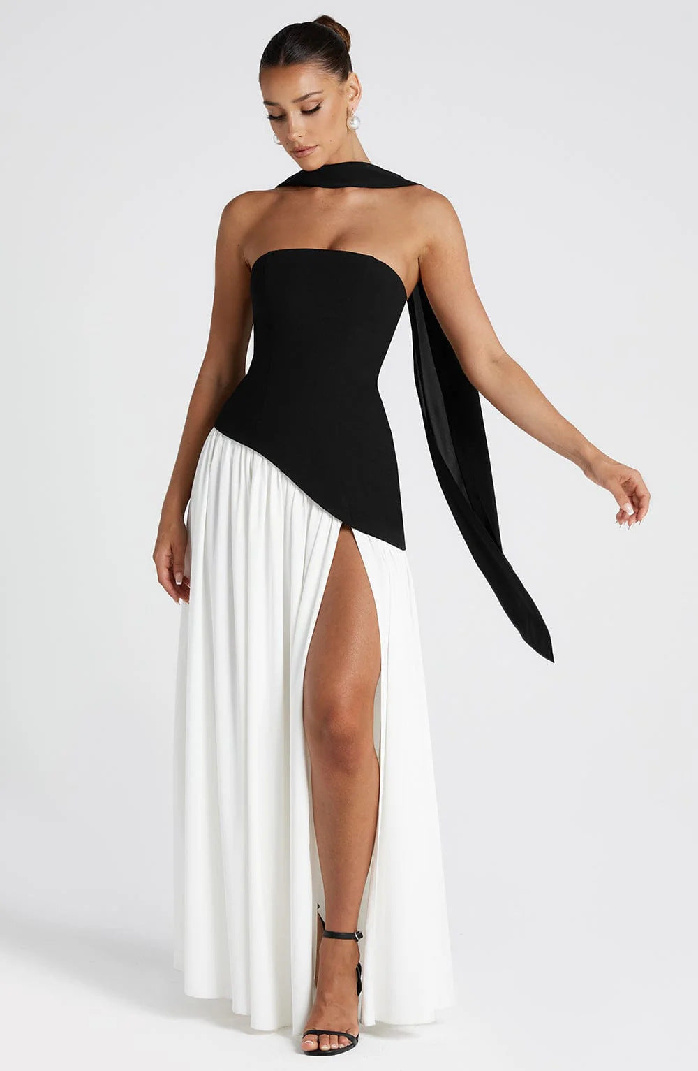 VelluraPetite Elegant Bodycon Long Dress with Crossover Strap