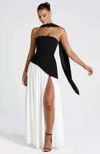 VelluraPetite Elegant Bodycon Long Dress with Crossover Strap