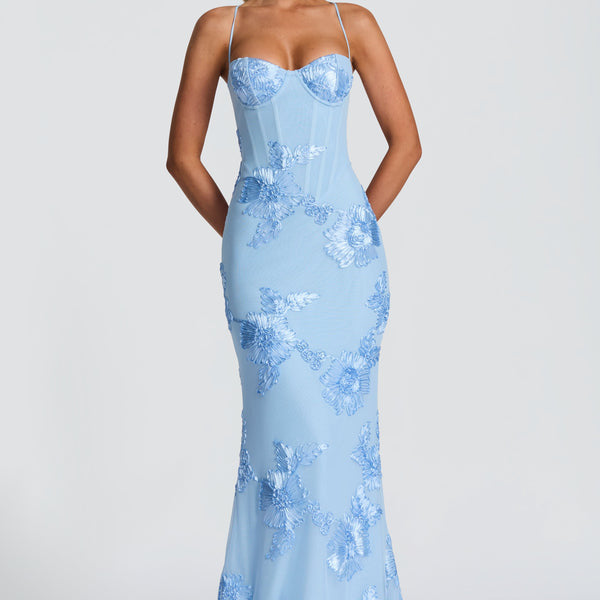 VelluraPetite Elegant Floral Backless Long Dress