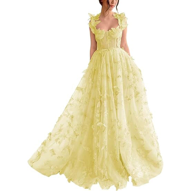 VelluraPetite Elegant Lace Mesh Bridesmaid Evening Dress
