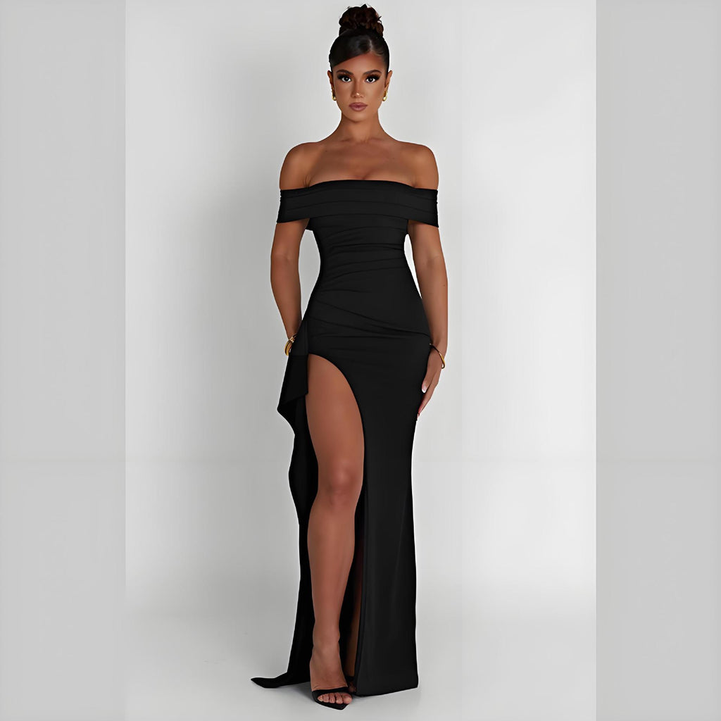 VelluraPetite Summer Tube Top Backless Slit Long Dress