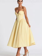 VelluraPetite French Bow Accent Tube Top Dress with Suspenders
