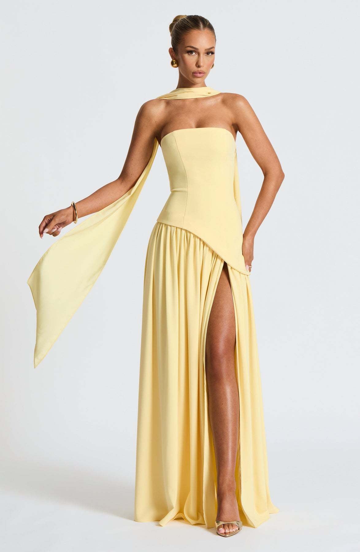 VelluraPetite Elegant Bodycon Long Dress with Crossover Strap