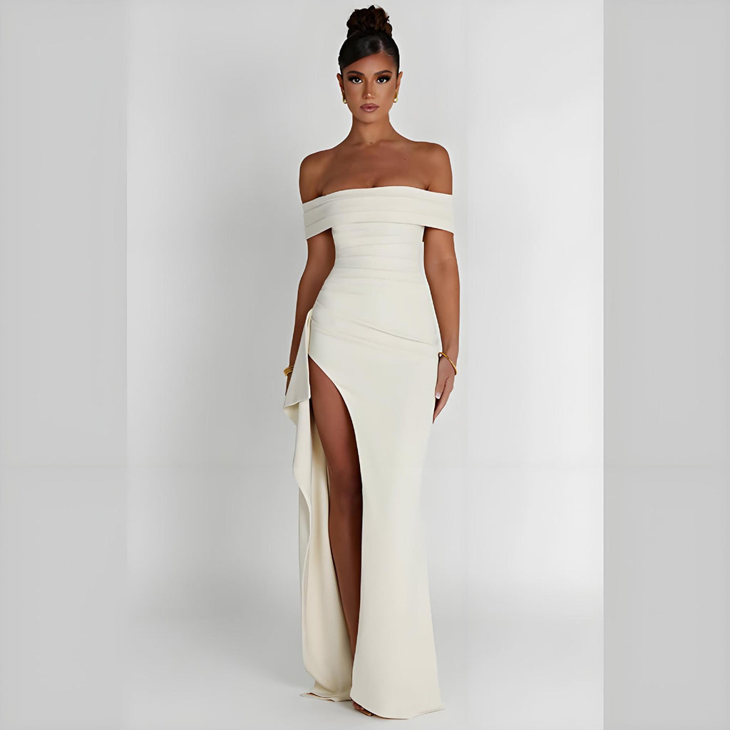 VelluraPetite Summer Tube Top Backless Slit Long Dress