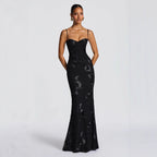VelluraPetite Elegant Floral Backless Long Dress