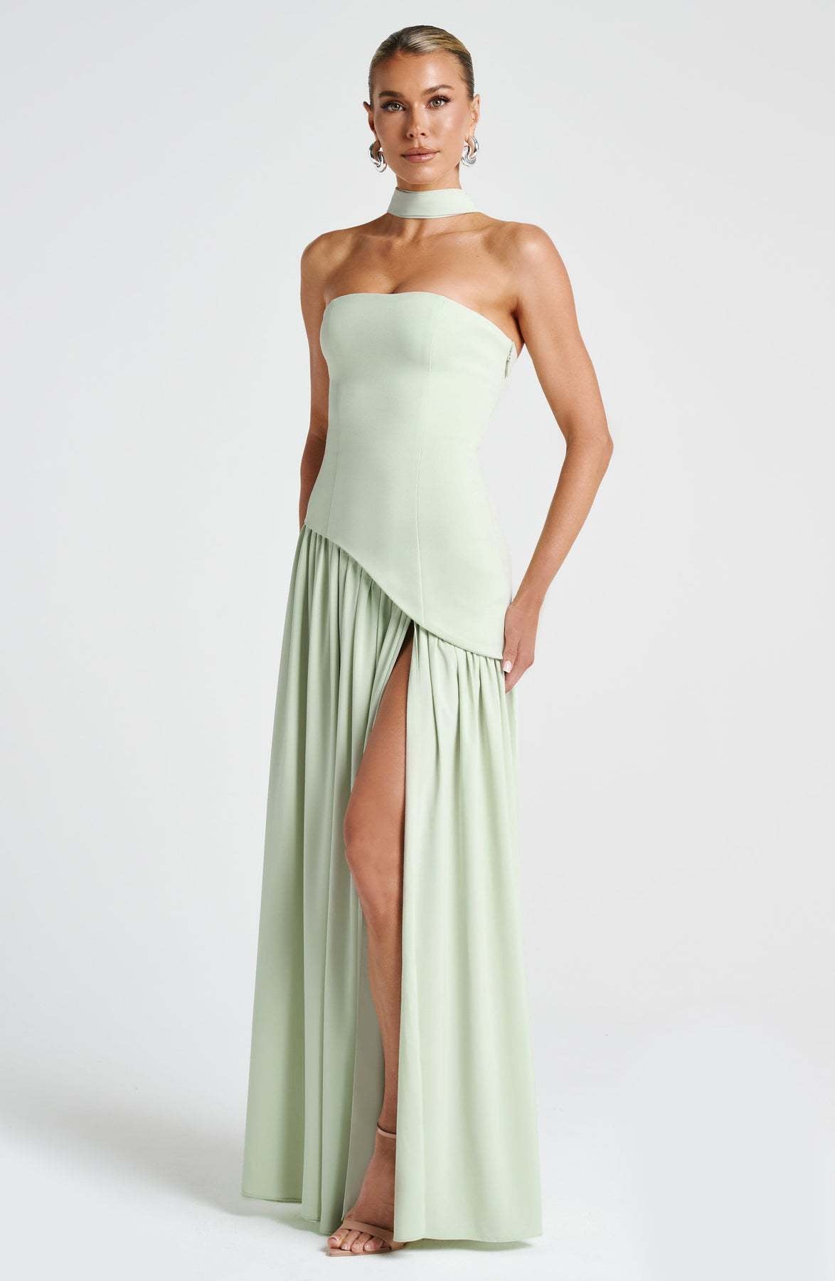 VelluraPetite Elegant Bodycon Long Dress with Crossover Strap