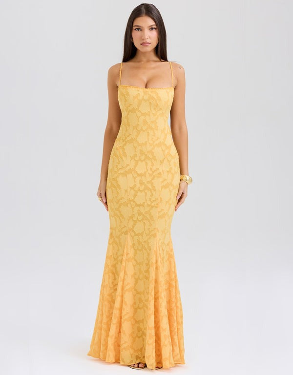 VelluraPetite Jacquard Embossed Fishtail Slim Fit Dress