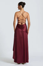 VelluraPetite Sling Backless Ruffled Hem Dress