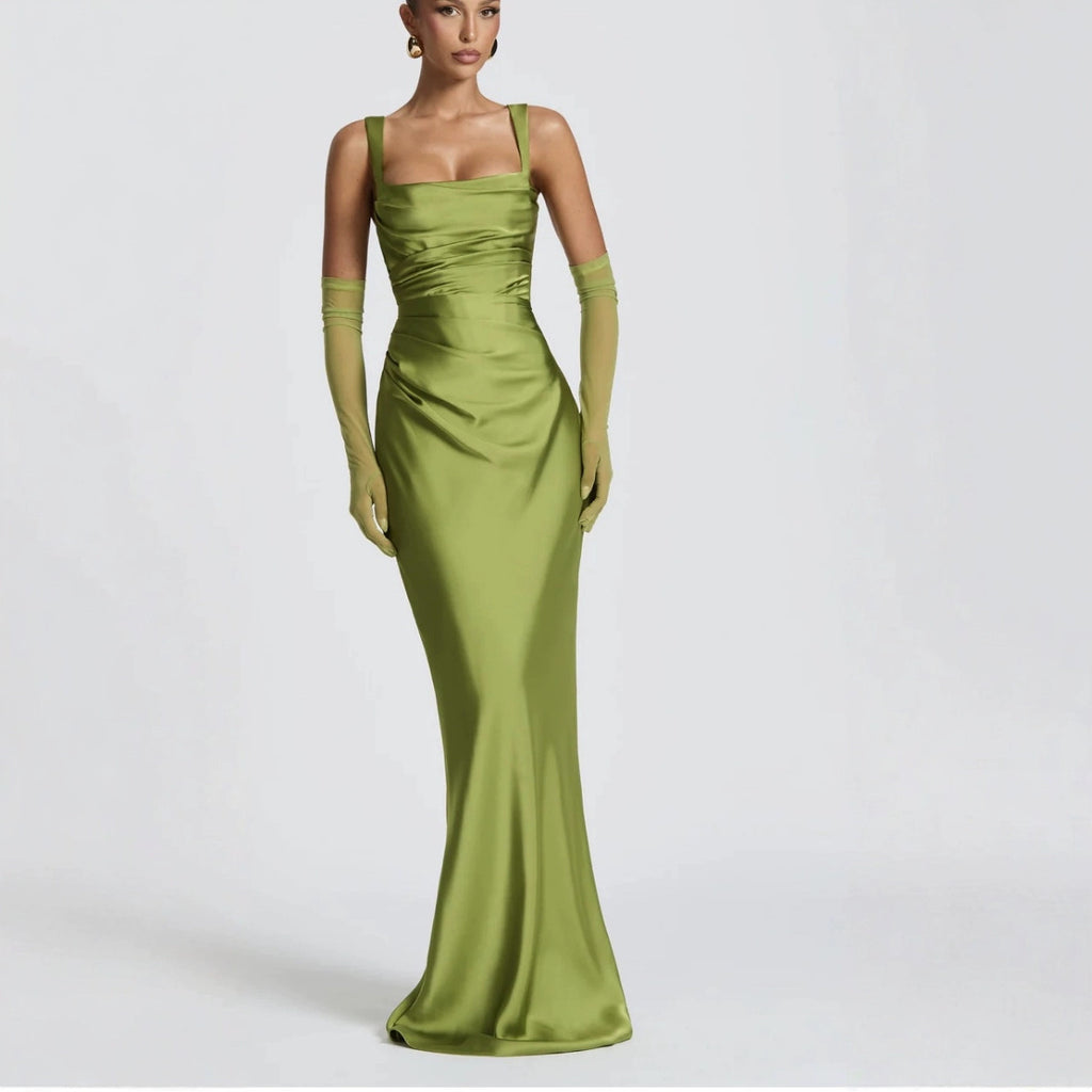 VelluraPetite Sleeveless High-Waist Slim Pleated Dress