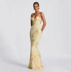VelluraPetite Elegant Floral Backless Long Dress