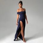 VelluraPetite Summer Tube Top Backless Slit Long Dress