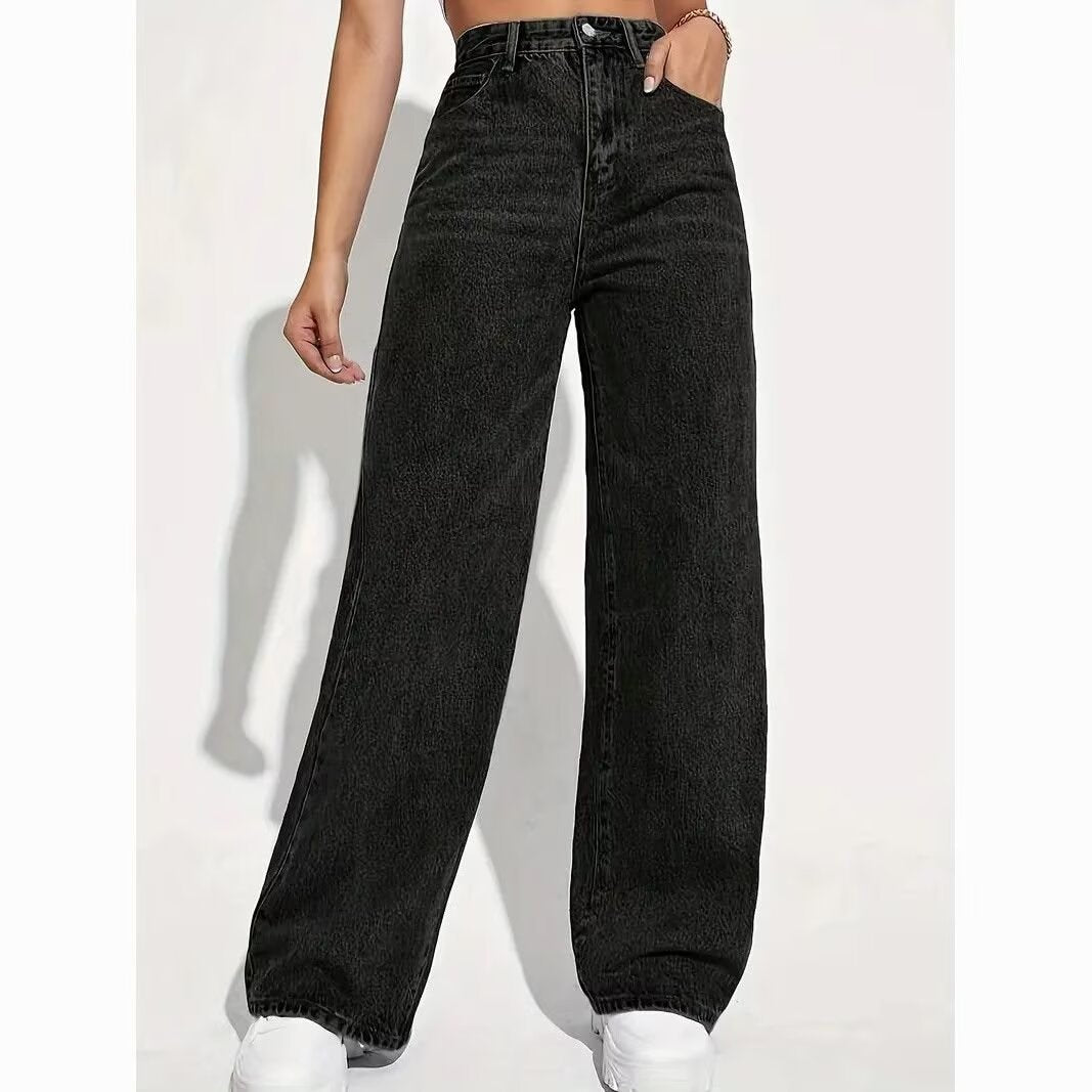 VelluraPetite High-Waist Straight Leg Denim Pants