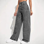 VelluraPetite High-Waist Straight Leg Casual Jeans
