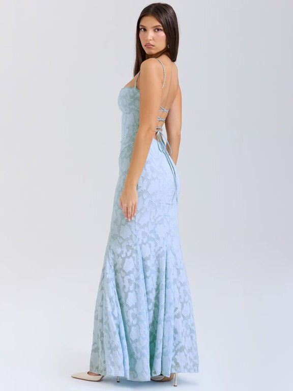 VelluraPetite Jacquard Embossed Fishtail Slim Fit Dress