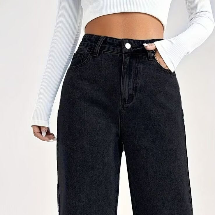 VelluraPetite High-Waist Straight Leg Denim Pants