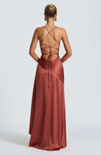 VelluraPetite Sling Backless Ruffled Hem Dress