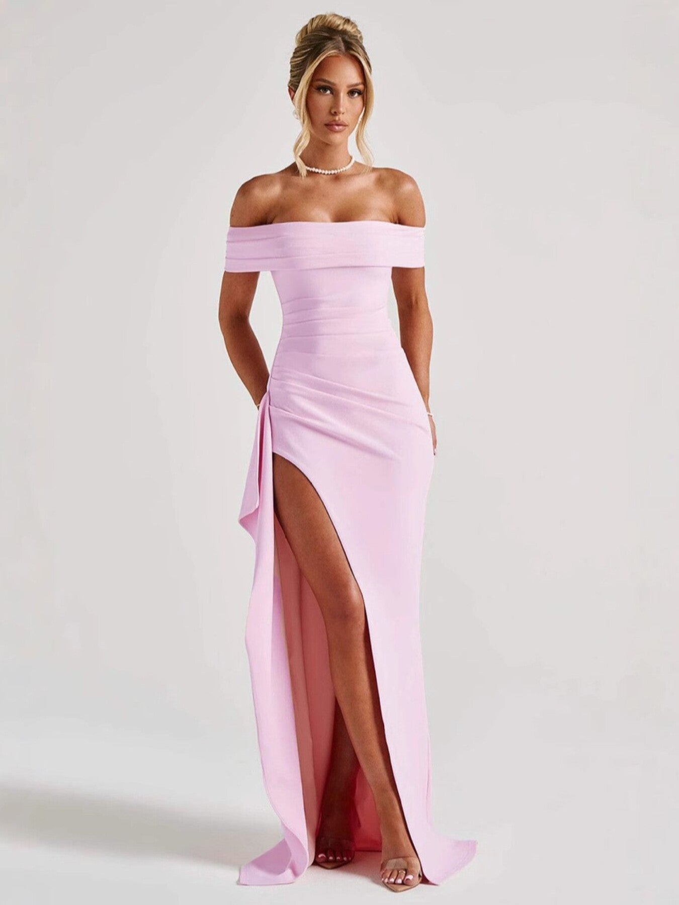 VelluraPetite Summer Tube Top Backless Slit Long Dress