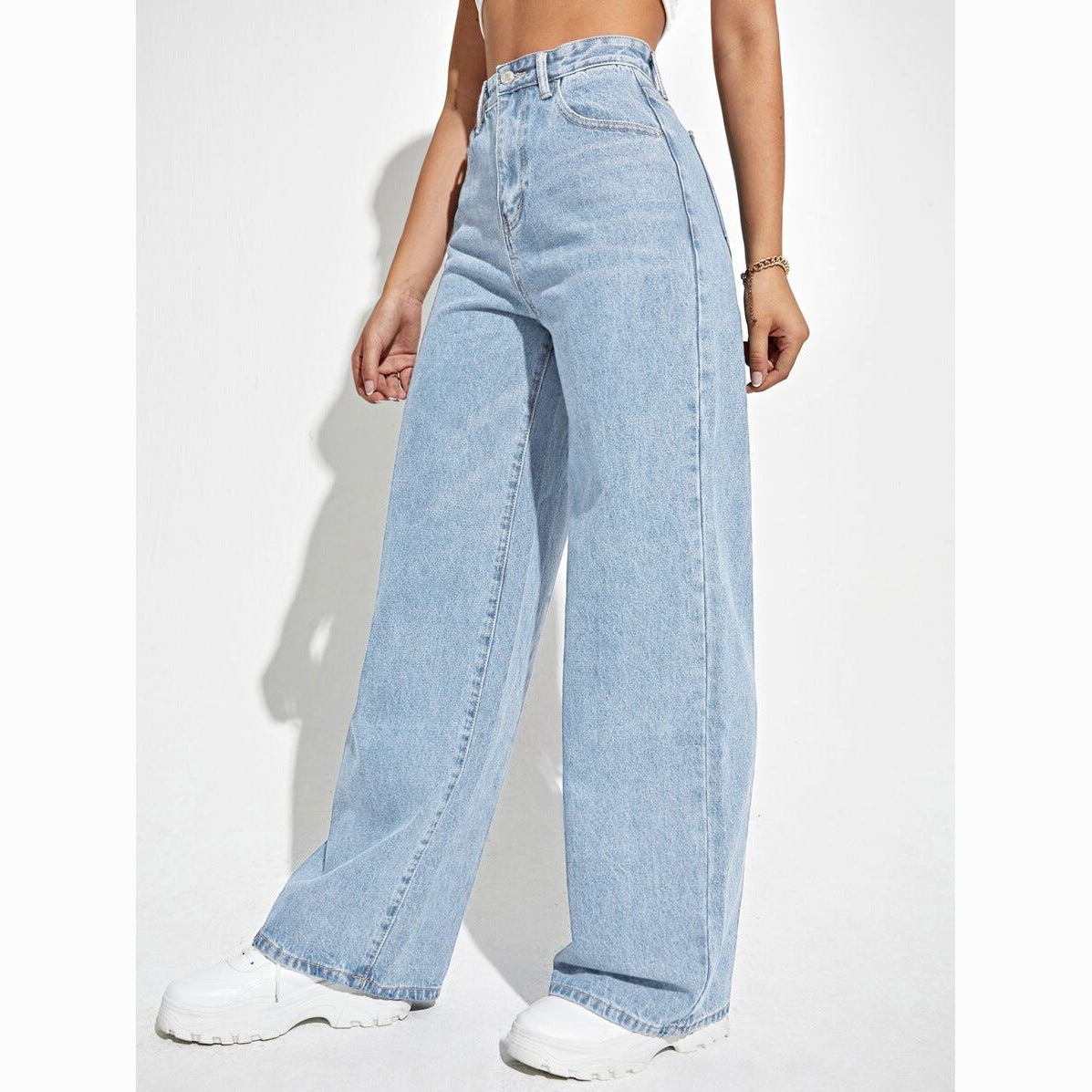 VelluraPetite High-Waist Straight Leg Denim Pants