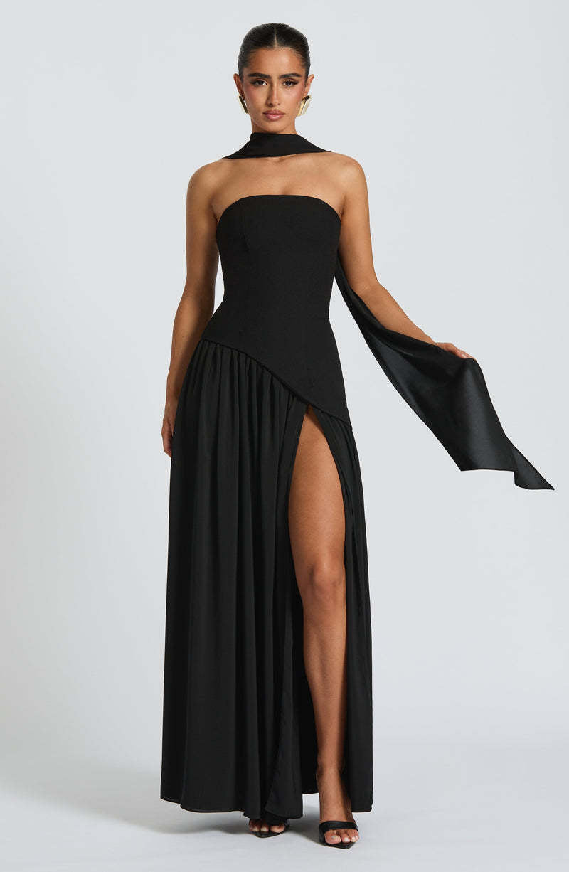 VelluraPetite Elegant Bodycon Long Dress with Crossover Strap